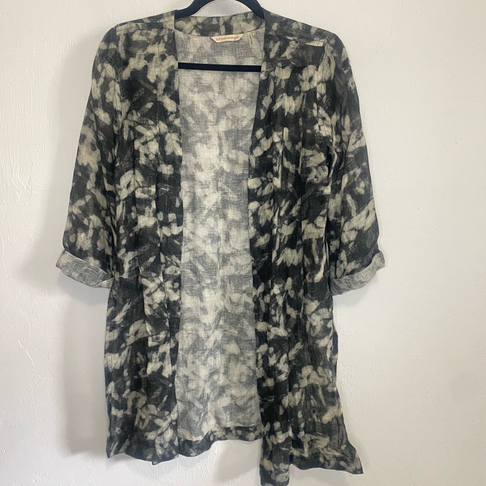 Soft Surroundings Linen Tie Dye Cover Up Cardigan kimono